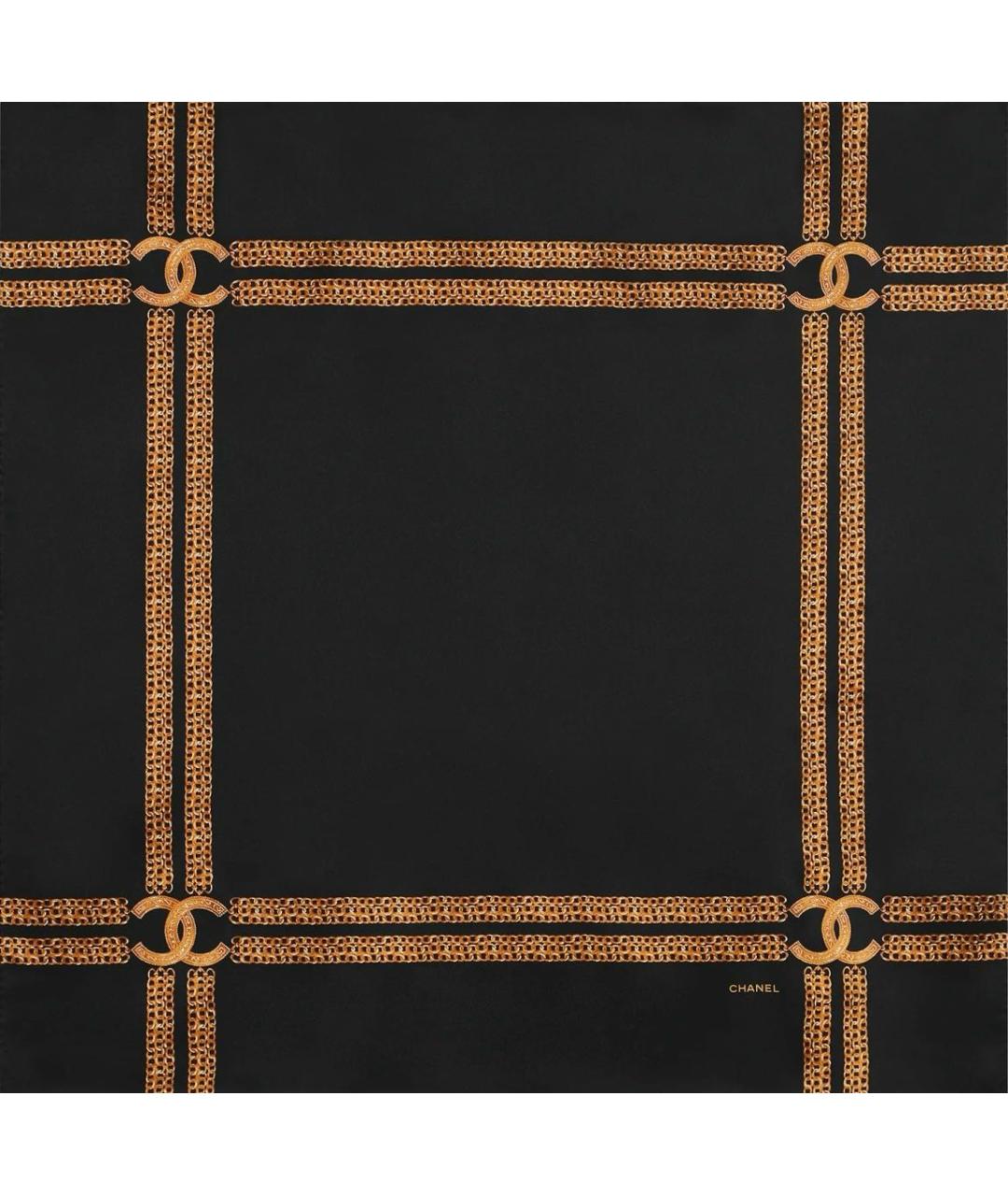 CHANEL Черный шелковый платок, фото 2