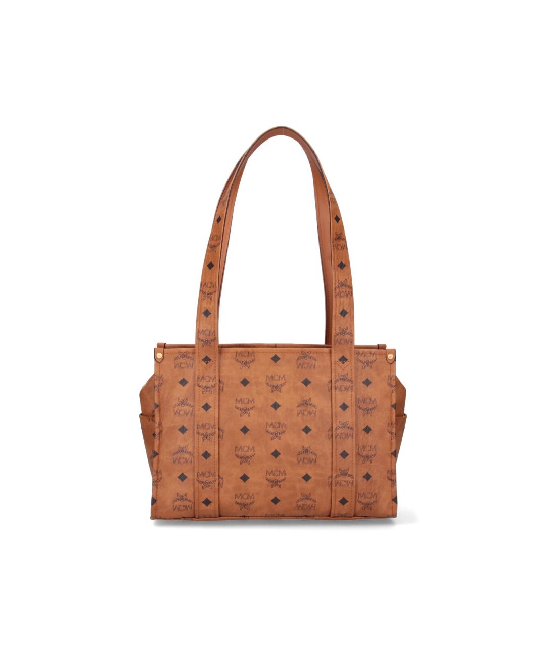 MCM Коричневая сумка тоут из искусственной кожи, фото 3