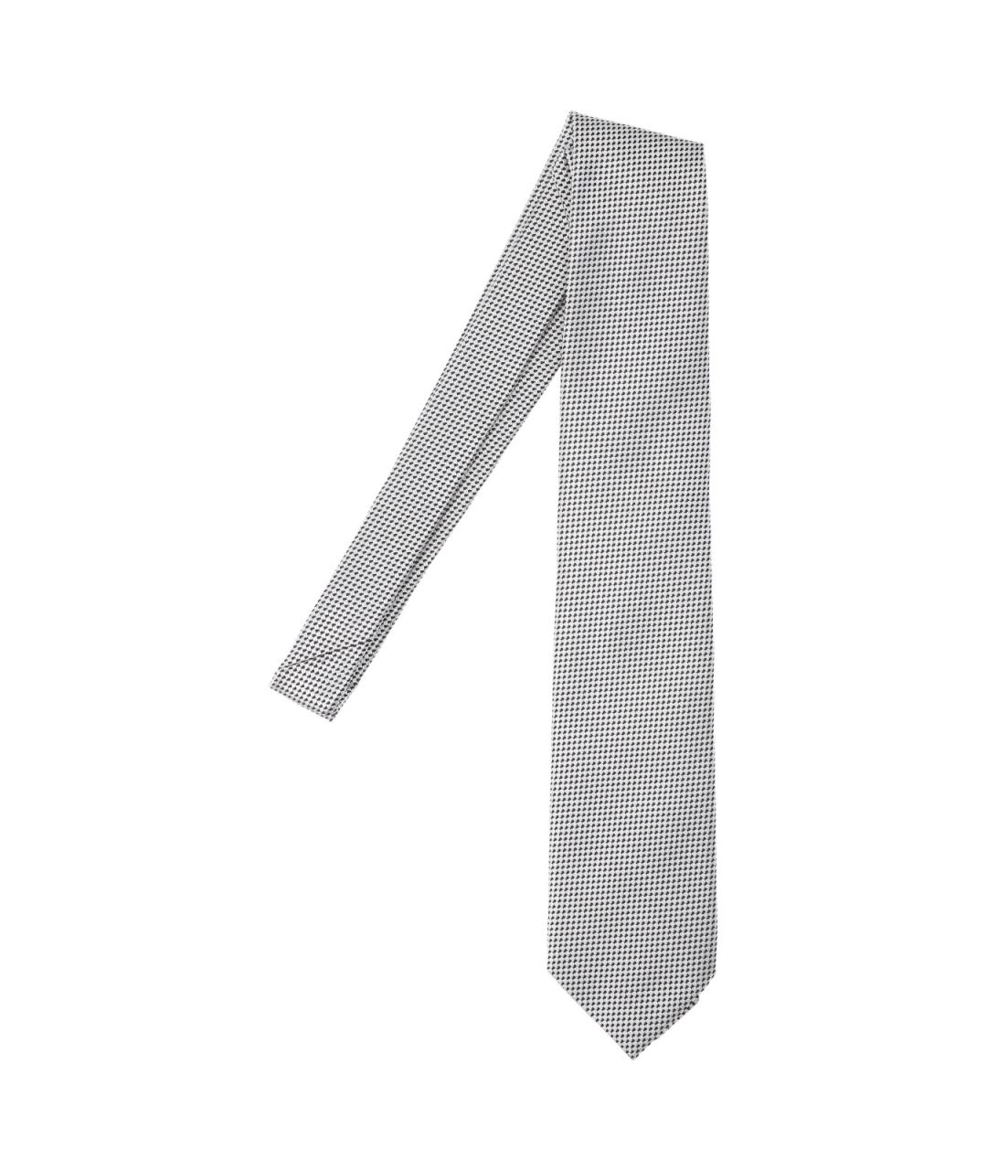 TOM FORD Серебрянный шелковый галстук, фото 1