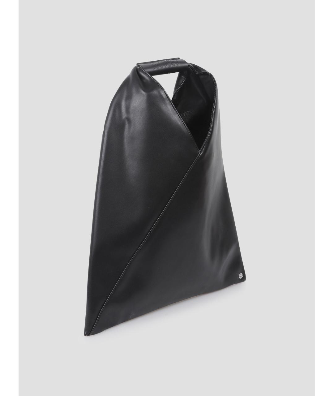 MM6 MAISON MARGIELA Черная кожаная сумка тоут, фото 3