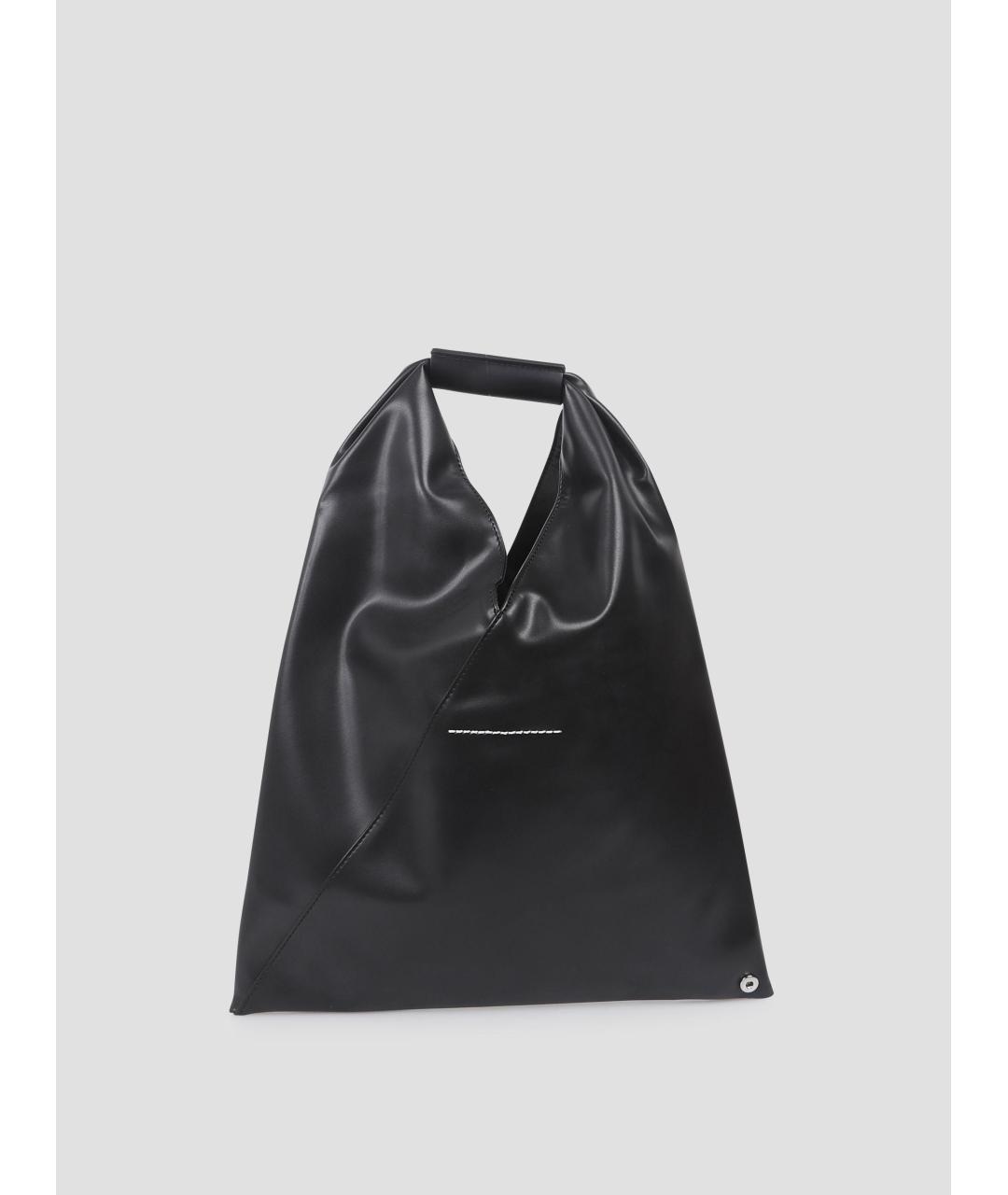 MM6 MAISON MARGIELA Черная кожаная сумка тоут, фото 2