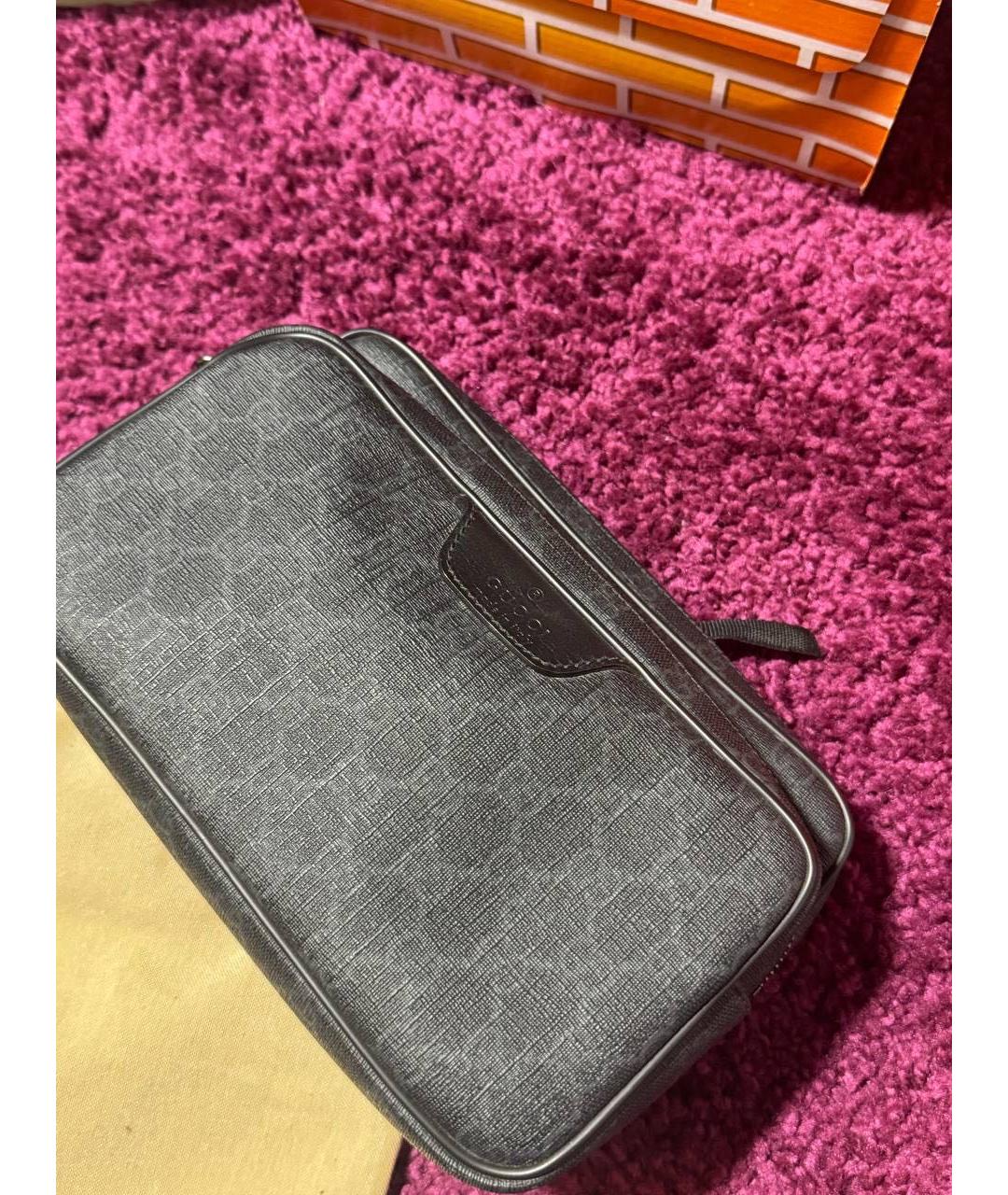 GUCCI Черная кожаная барсетка, фото 3