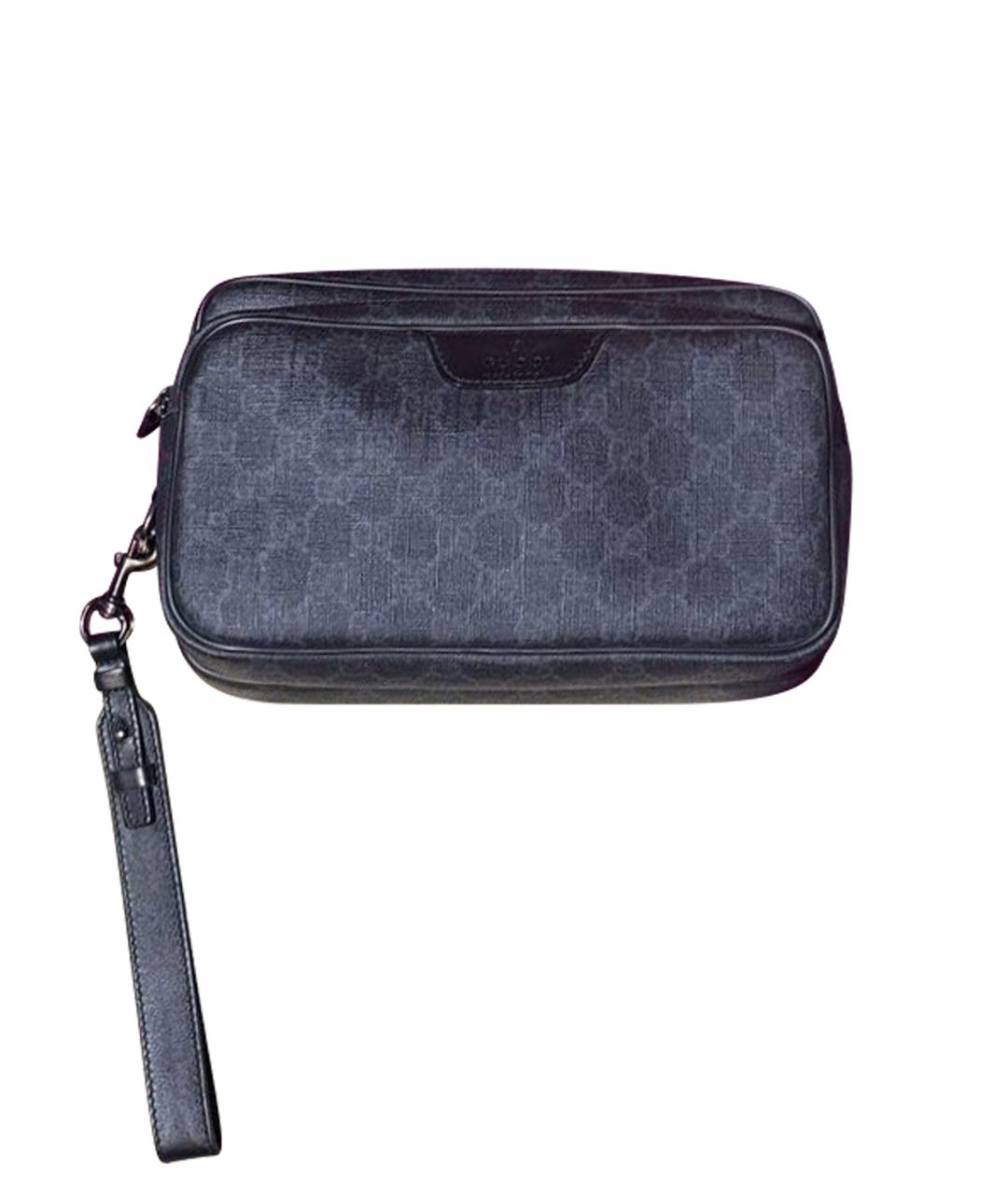 GUCCI Черная кожаная барсетка, фото 1