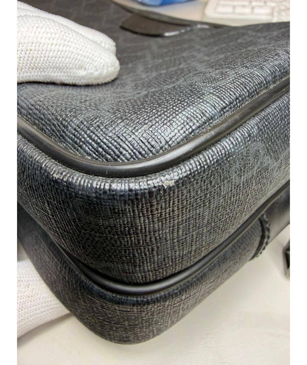 GUCCI Черная кожаная барсетка, фото 8