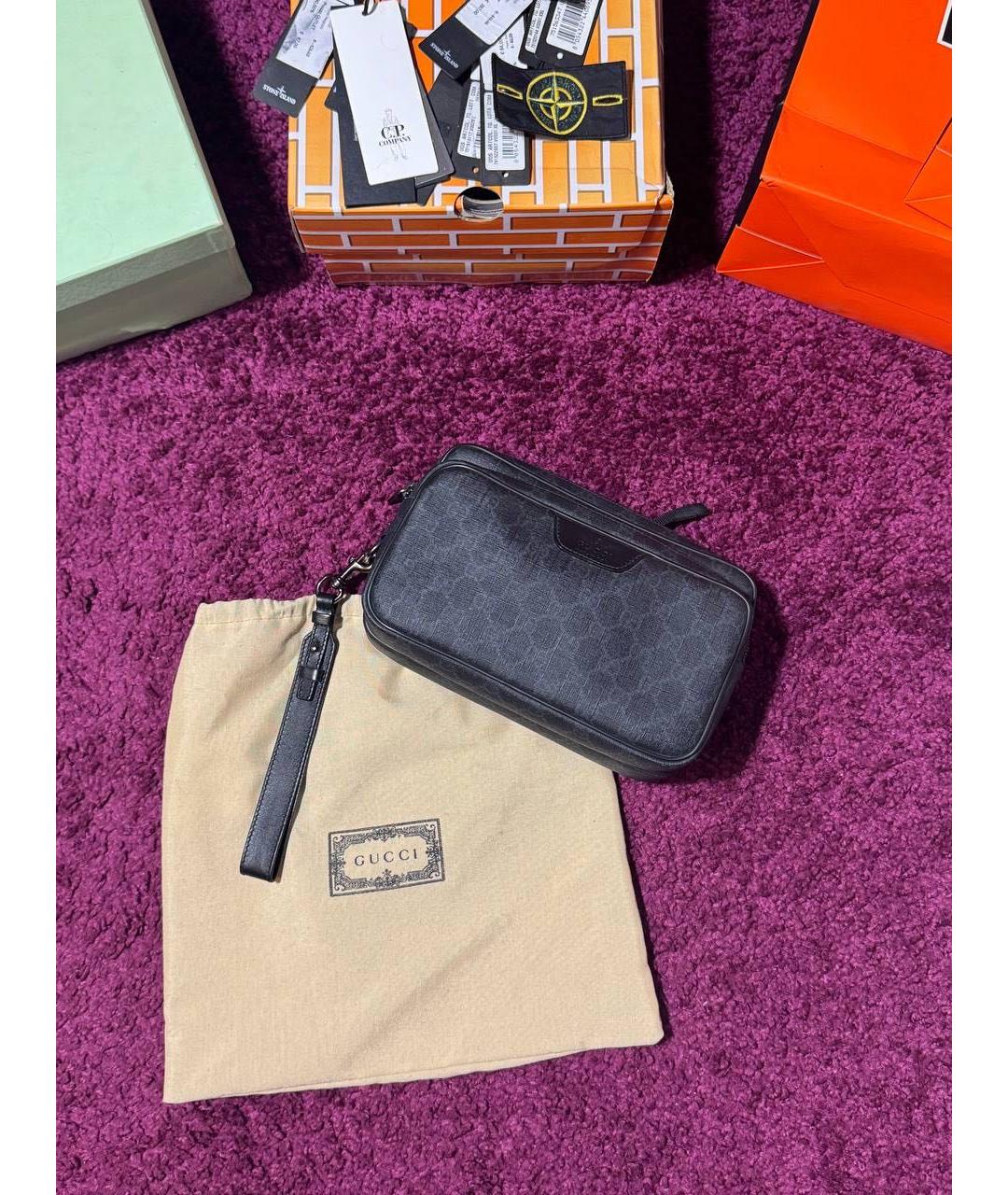 GUCCI Черная кожаная барсетка, фото 9