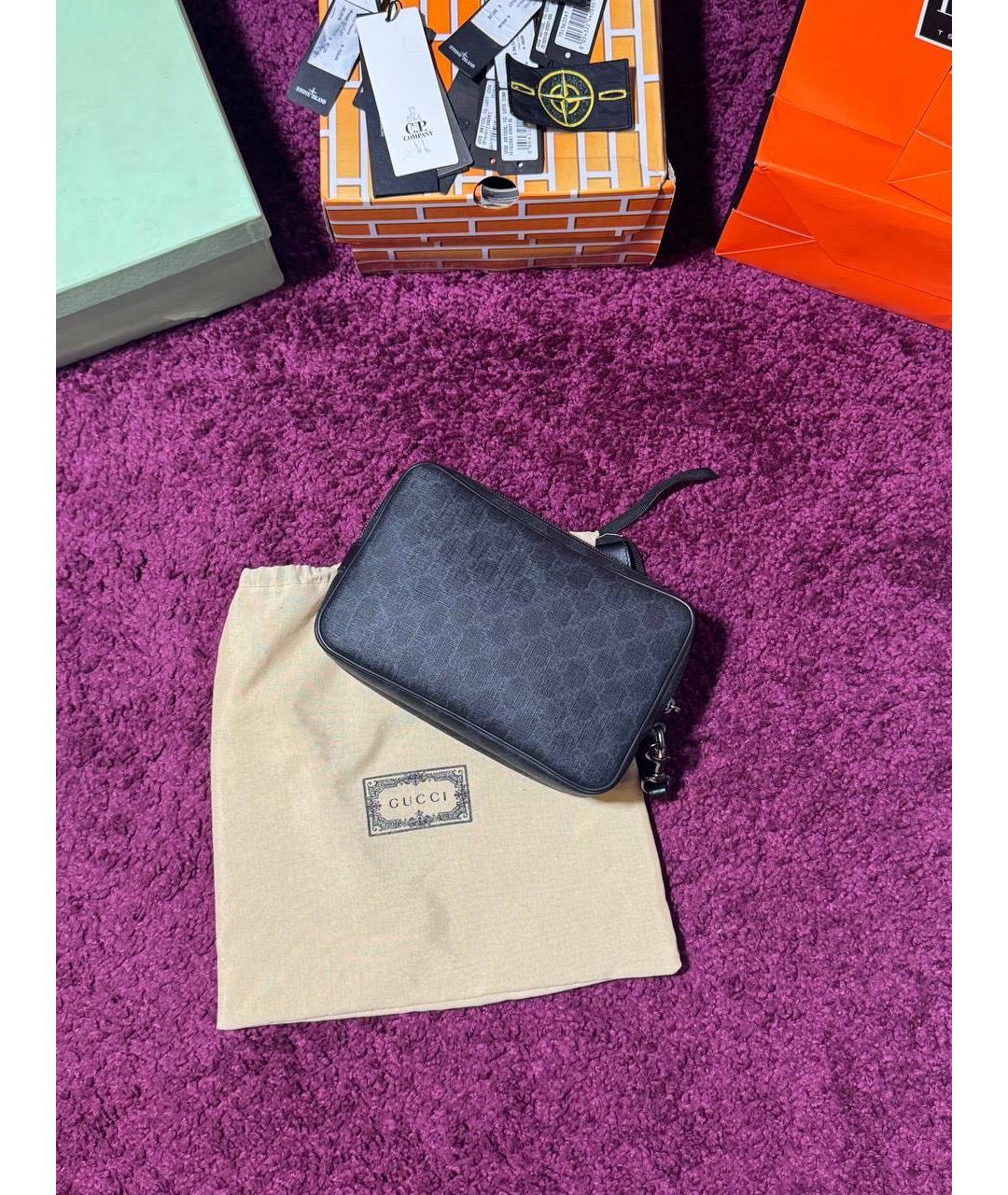 GUCCI Черная кожаная барсетка, фото 2