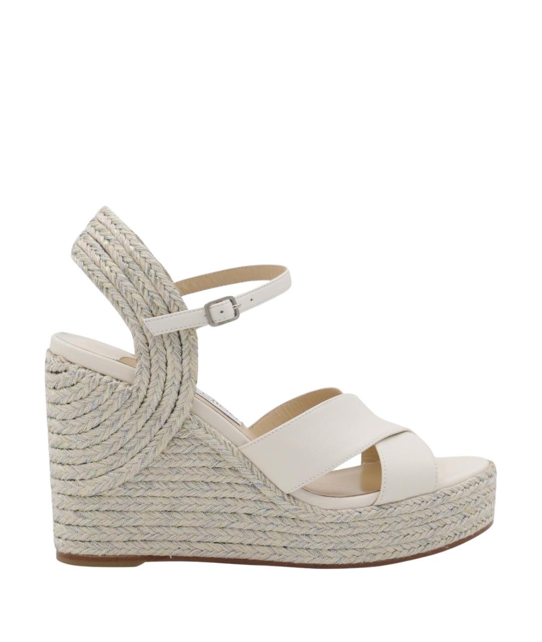 JIMMY CHOO Белые кожаные босоножки, фото 1