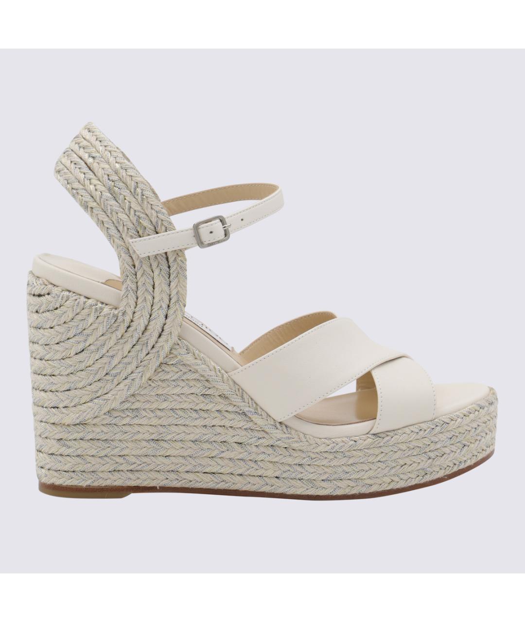 JIMMY CHOO Белые кожаные босоножки, фото 5