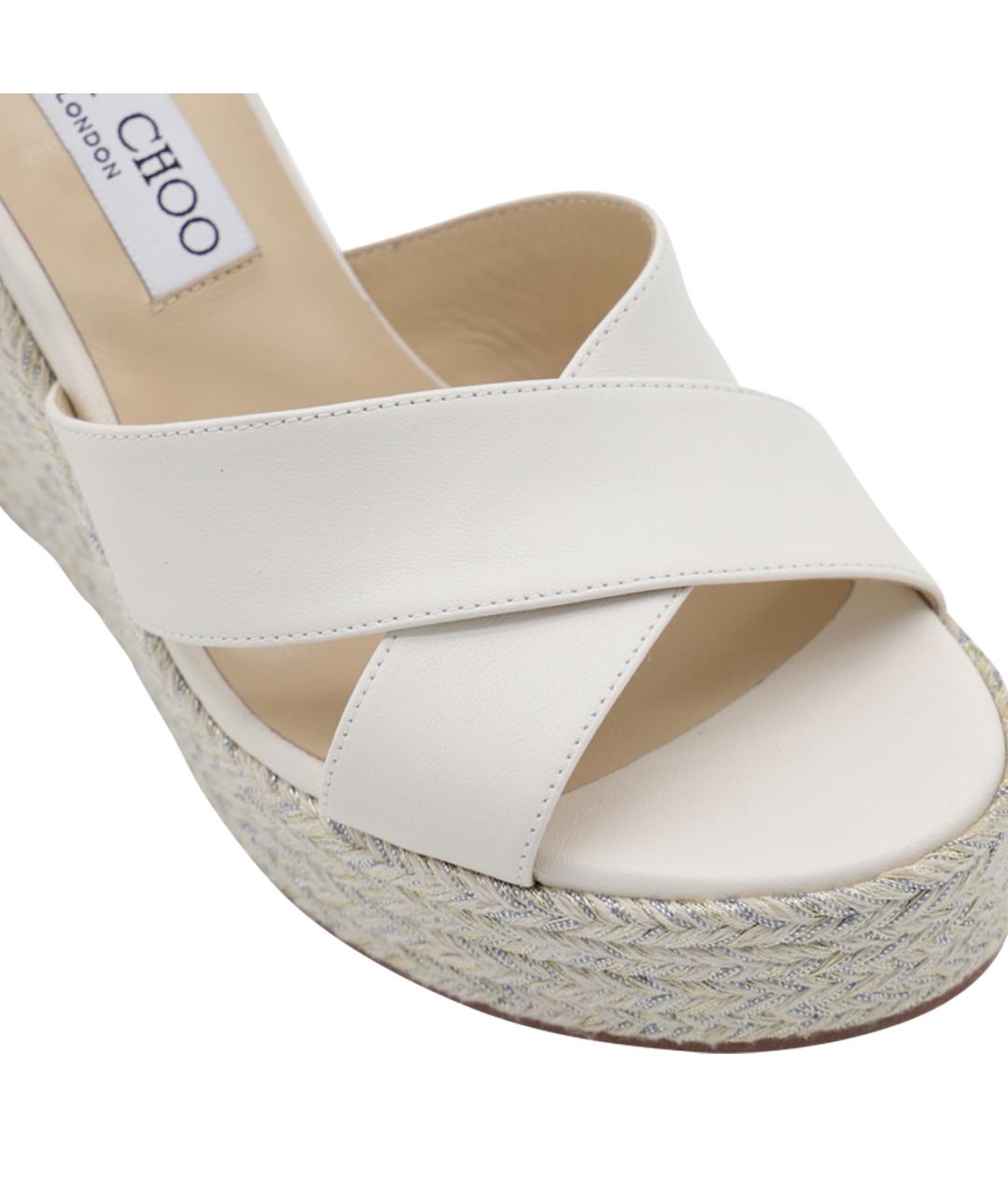 JIMMY CHOO Белые кожаные босоножки, фото 4