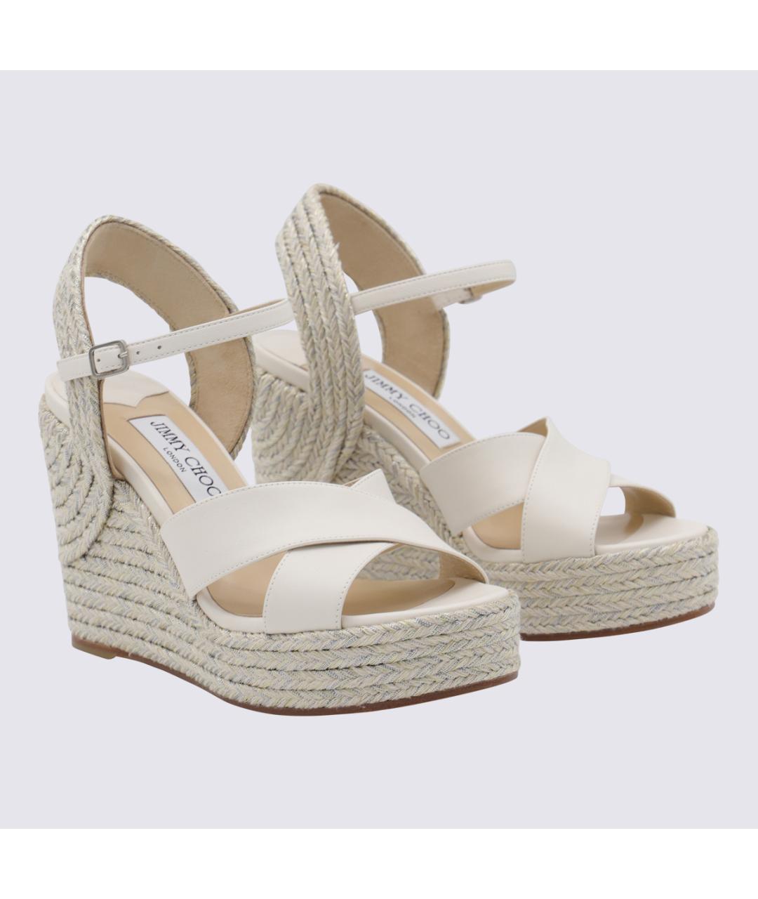 JIMMY CHOO Белые кожаные босоножки, фото 2