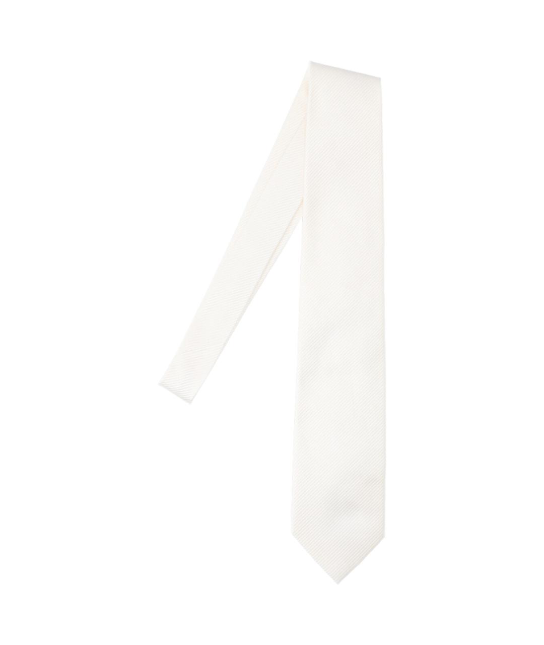 TOM FORD Белый шелковый галстук, фото 1