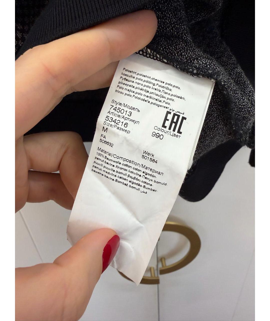 KARL LAGERFELD Серое хлопковое поло с длинным рукавом, фото 3