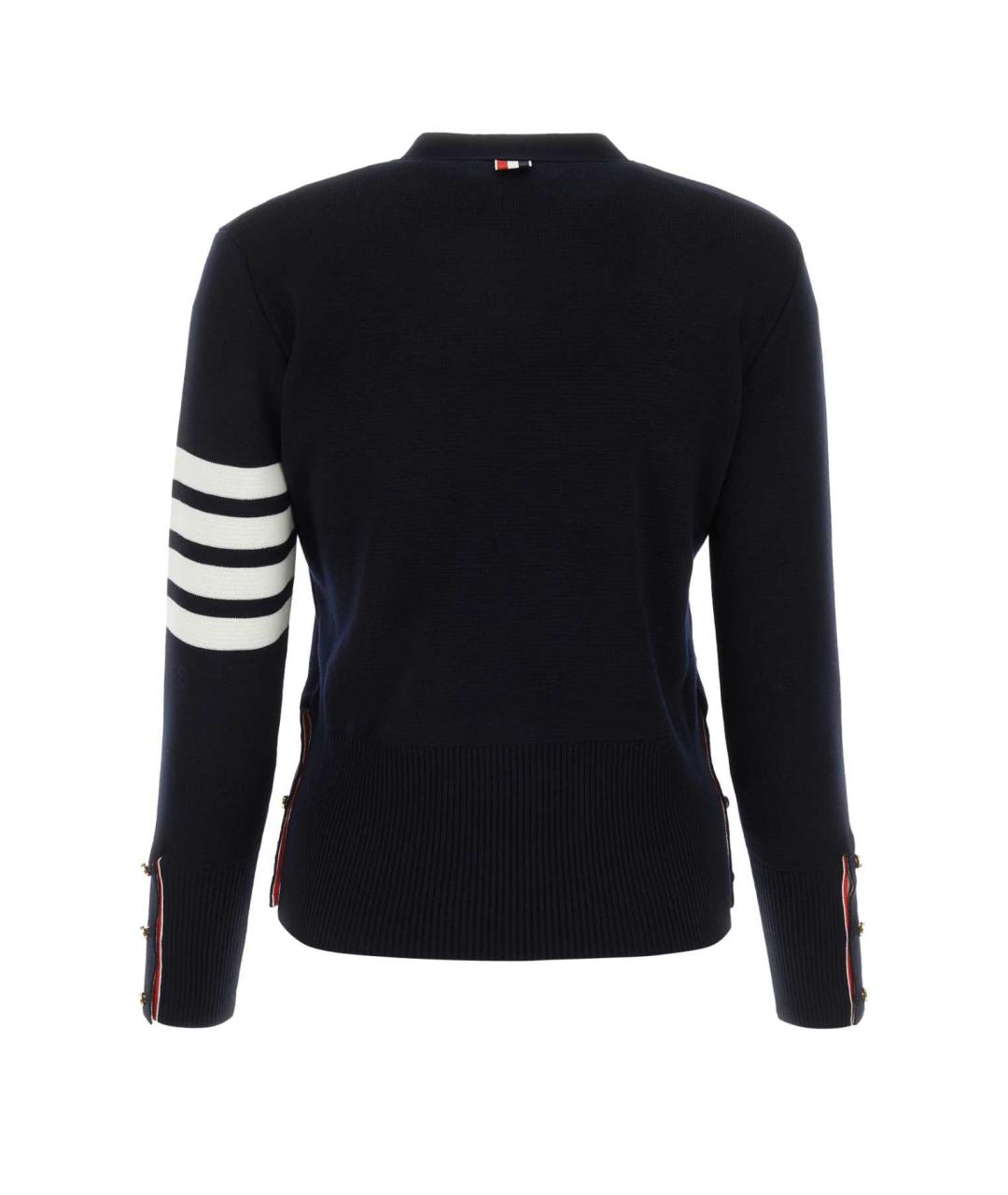 THOM BROWNE Темно-синий шерстяной кардиган, фото 2