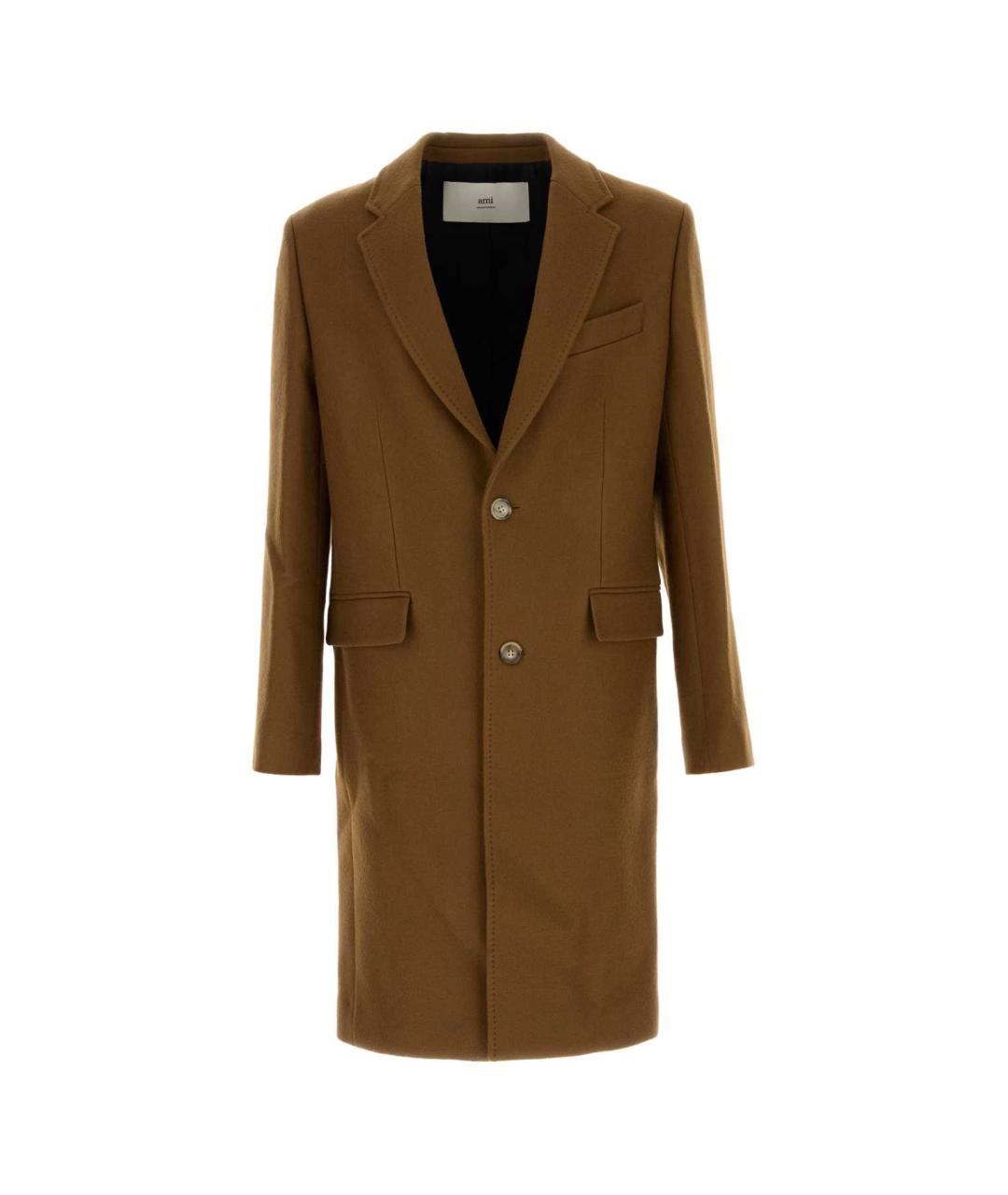 Ami Paris Коричневое шерстяное пальто, фото 1