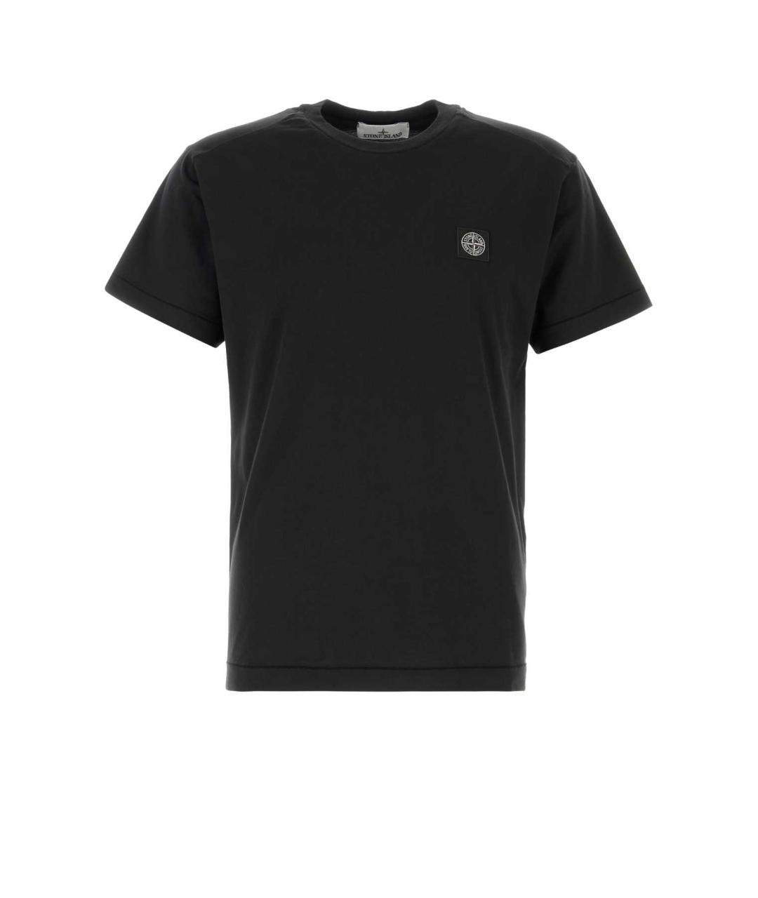 STONE ISLAND Черная хлопковая футболка, фото 1