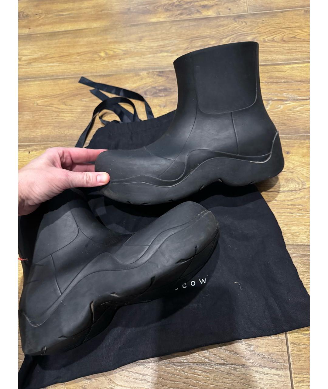BOTTEGA VENETA Черные резиновые полусапоги, фото 8