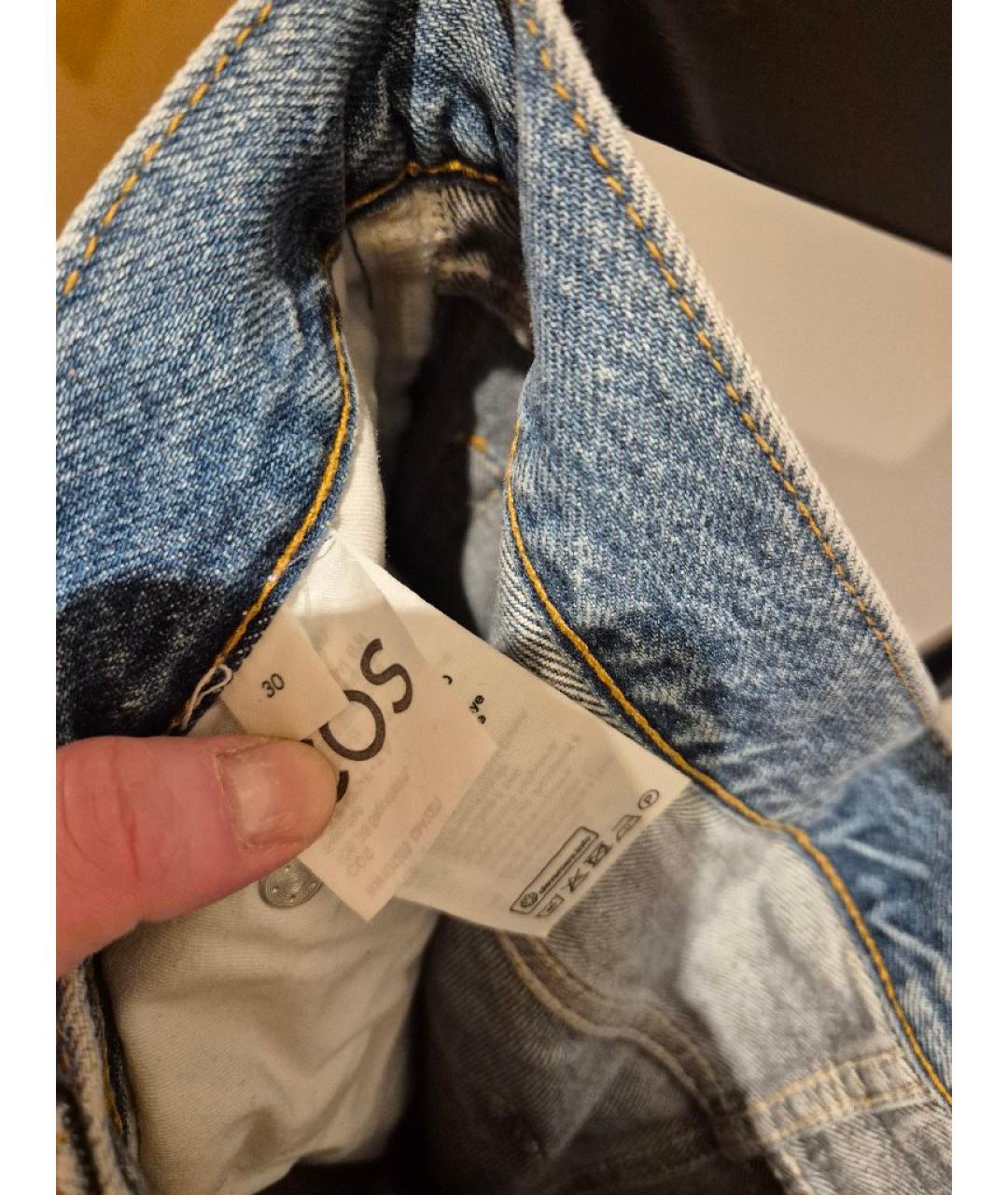 COS Голубые хлопковые прямые джинсы, фото 4