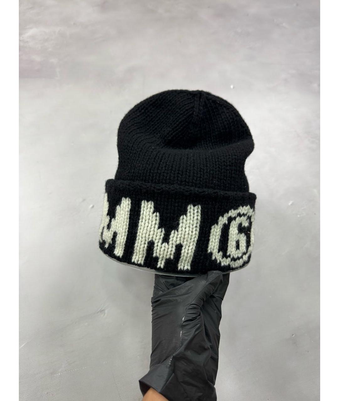 MM6 MAISON MARGIELA Черная шерстяная шапка, фото 4