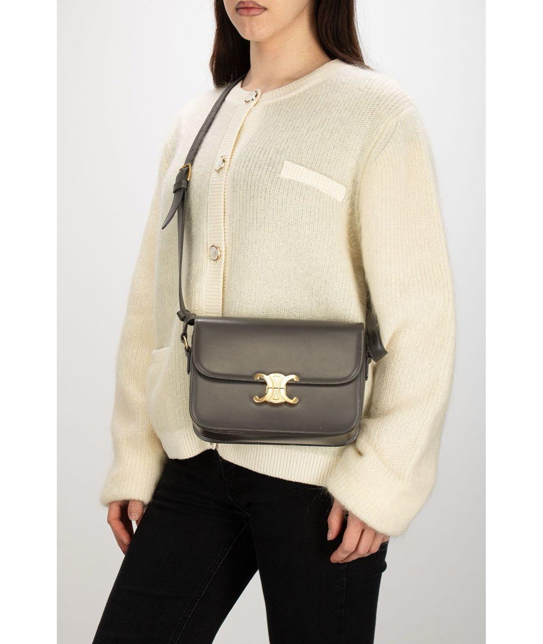 CELINE Серая кожаная сумка через плечо, фото 4