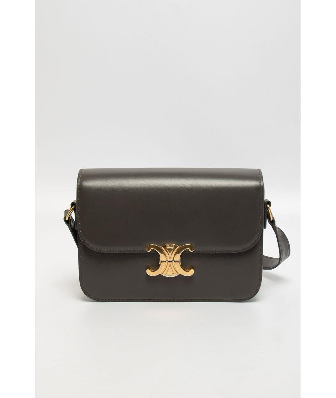 CELINE Серая кожаная сумка через плечо, фото 5