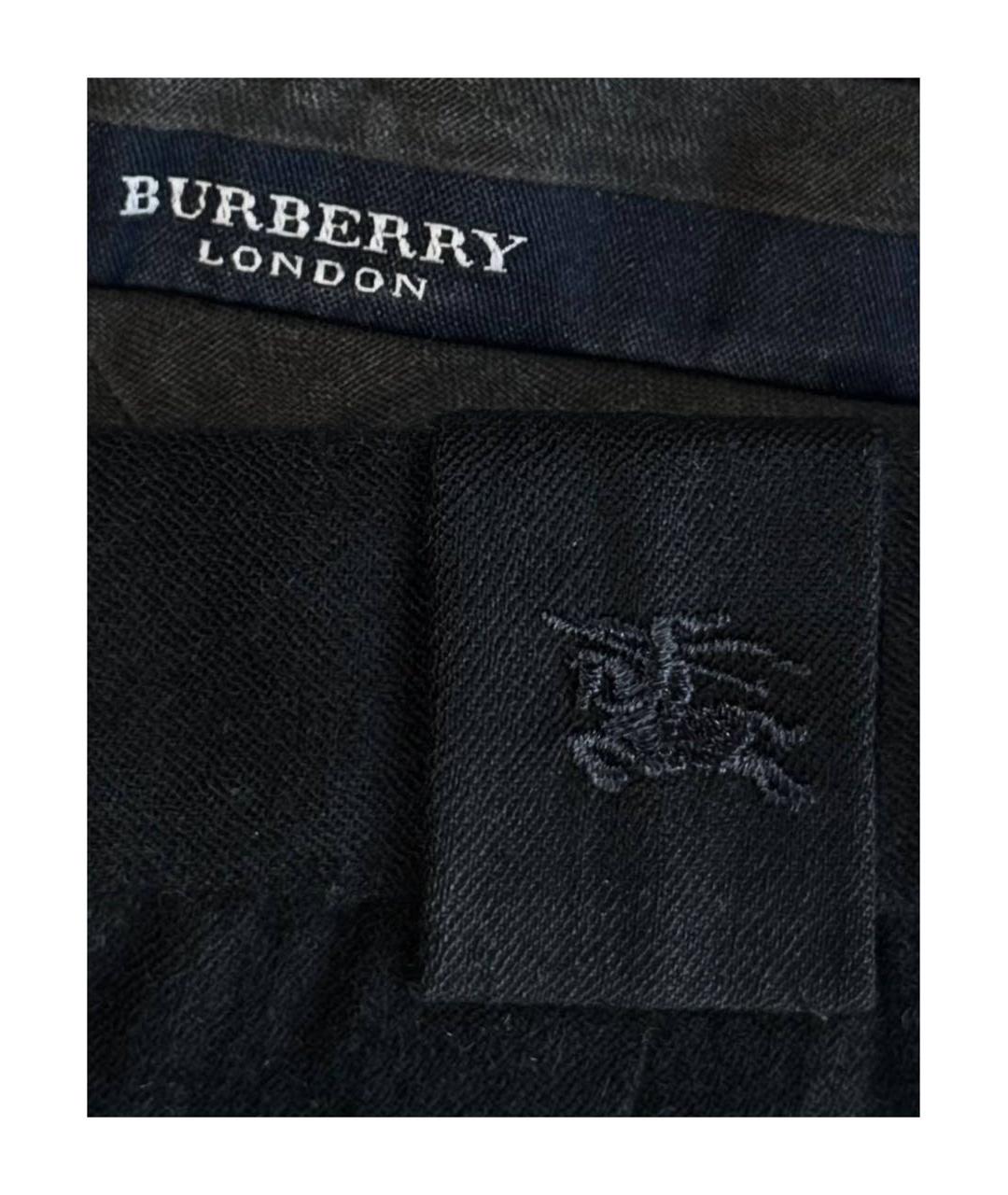 BURBERRY Темно-синие шерстяные повседневные брюки, фото 4