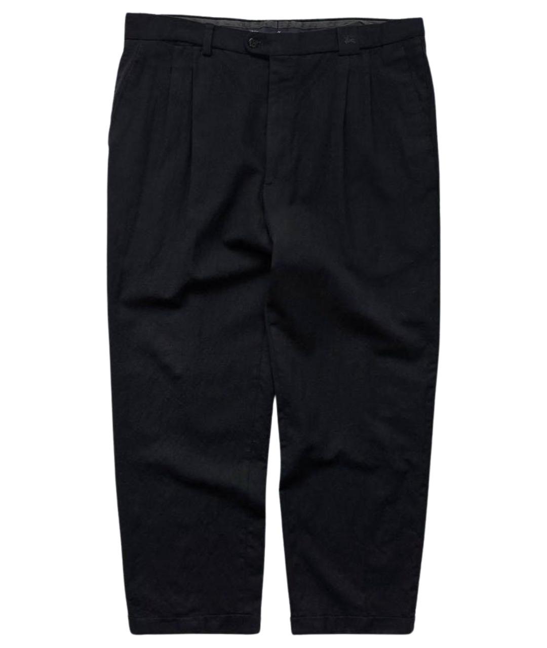 BURBERRY Темно-синие шерстяные повседневные брюки, фото 1