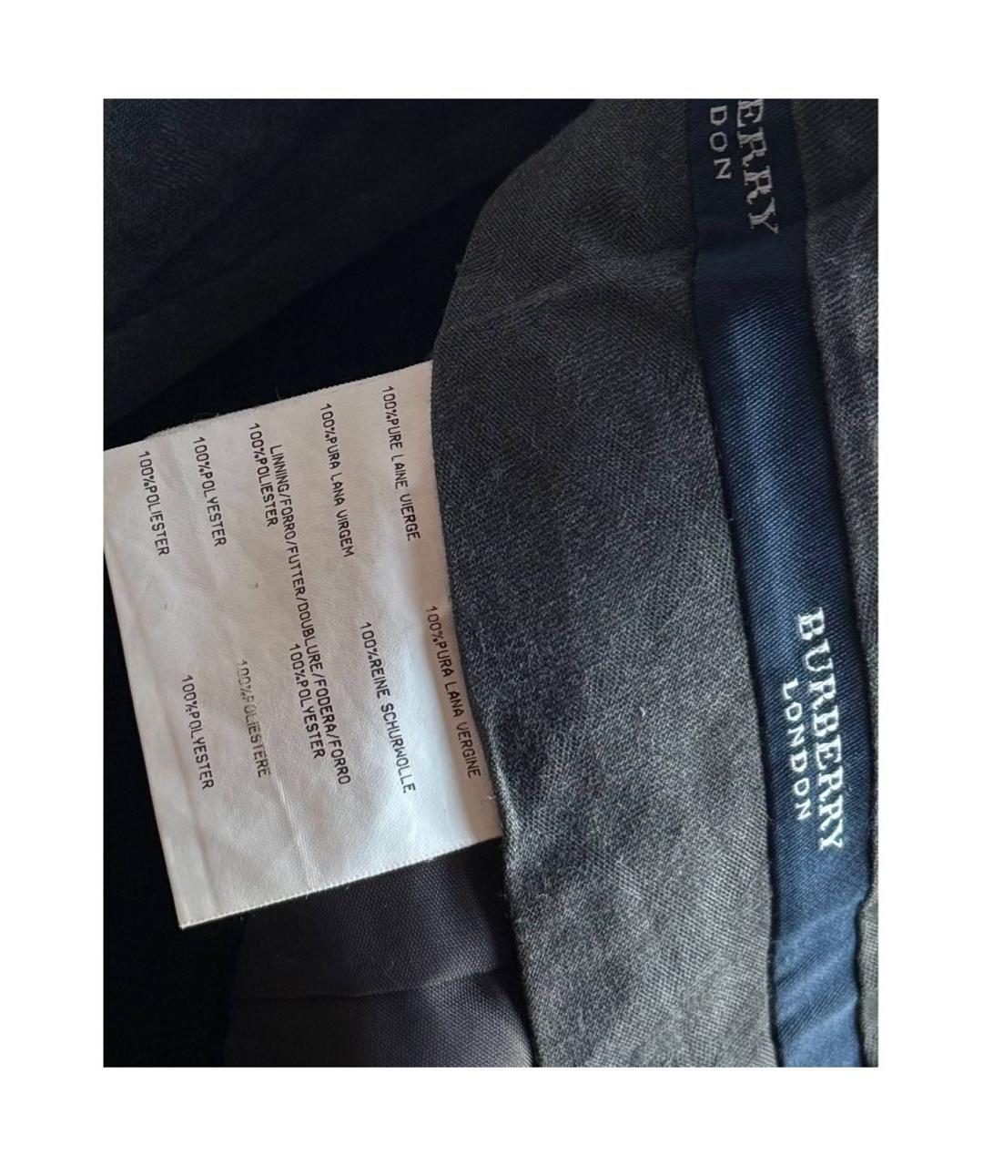 BURBERRY Темно-синие шерстяные повседневные брюки, фото 3