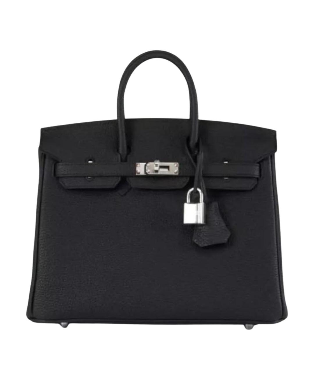 HERMES Черная кожаная сумка с короткими ручками, фото 1