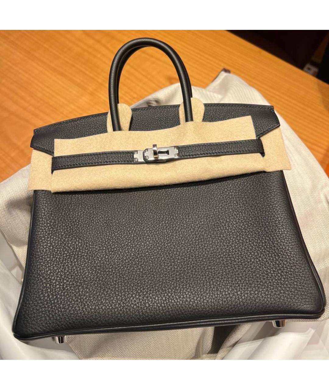 HERMES Черная кожаная сумка с короткими ручками, фото 2