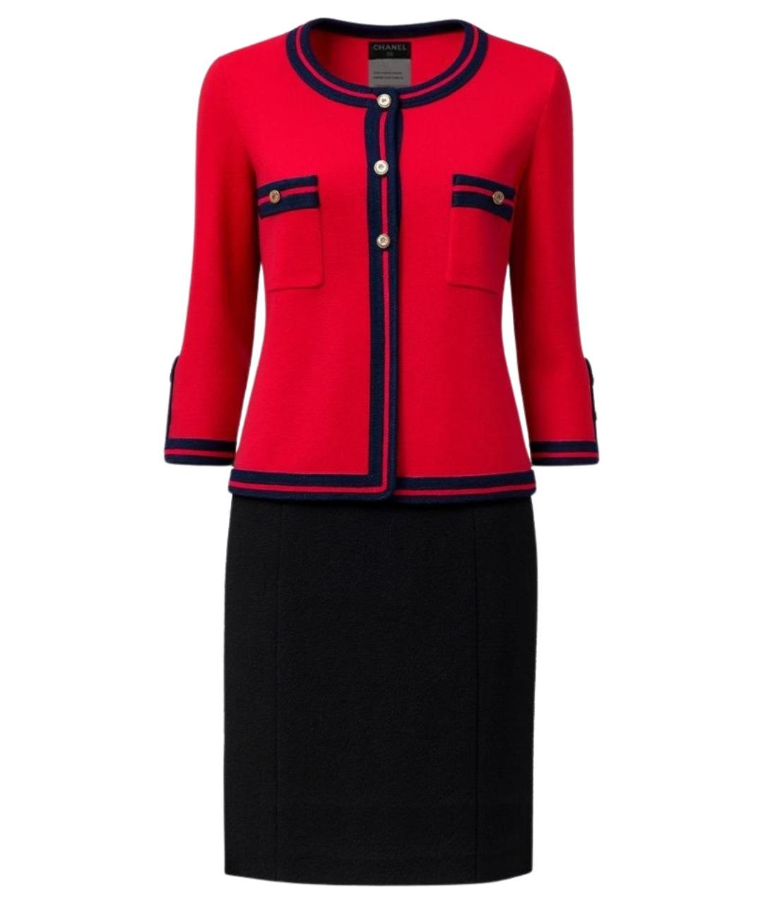 CHANEL Красный кашемировый костюм с юбками, фото 1