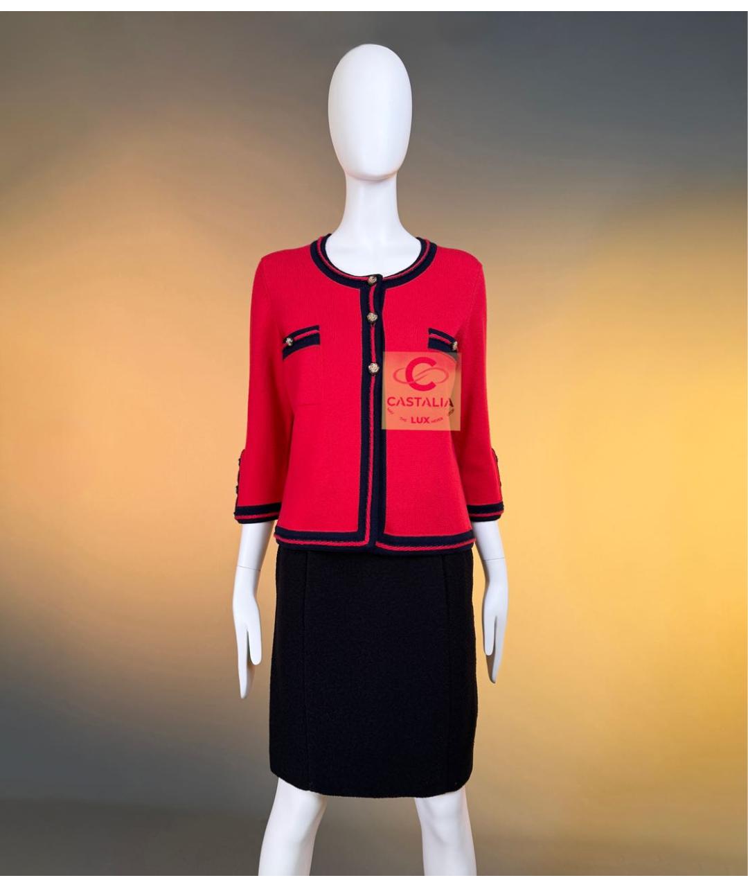 CHANEL Красный кашемировый костюм с юбками, фото 5