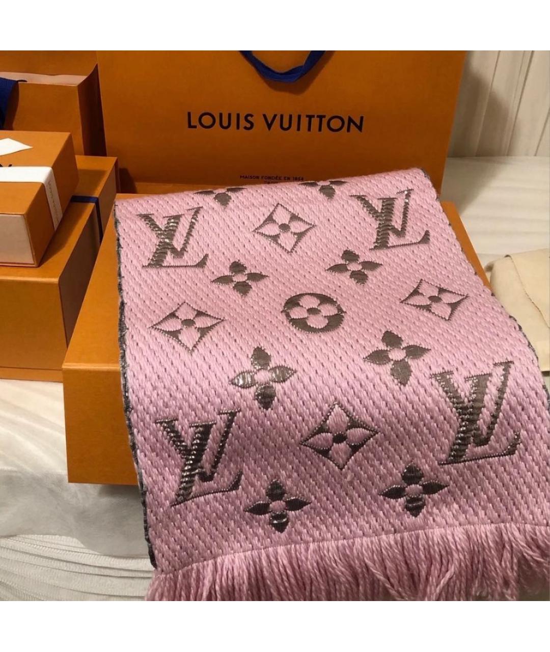LOUIS VUITTON Розовый шерстяной шарф, фото 3