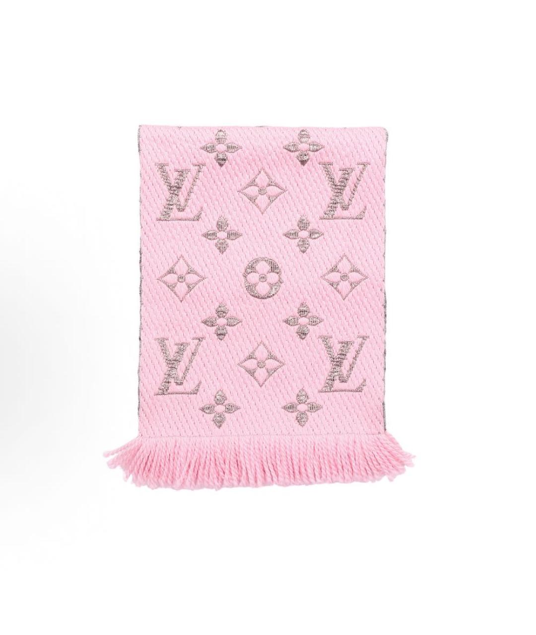 LOUIS VUITTON Розовый шерстяной шарф, фото 4