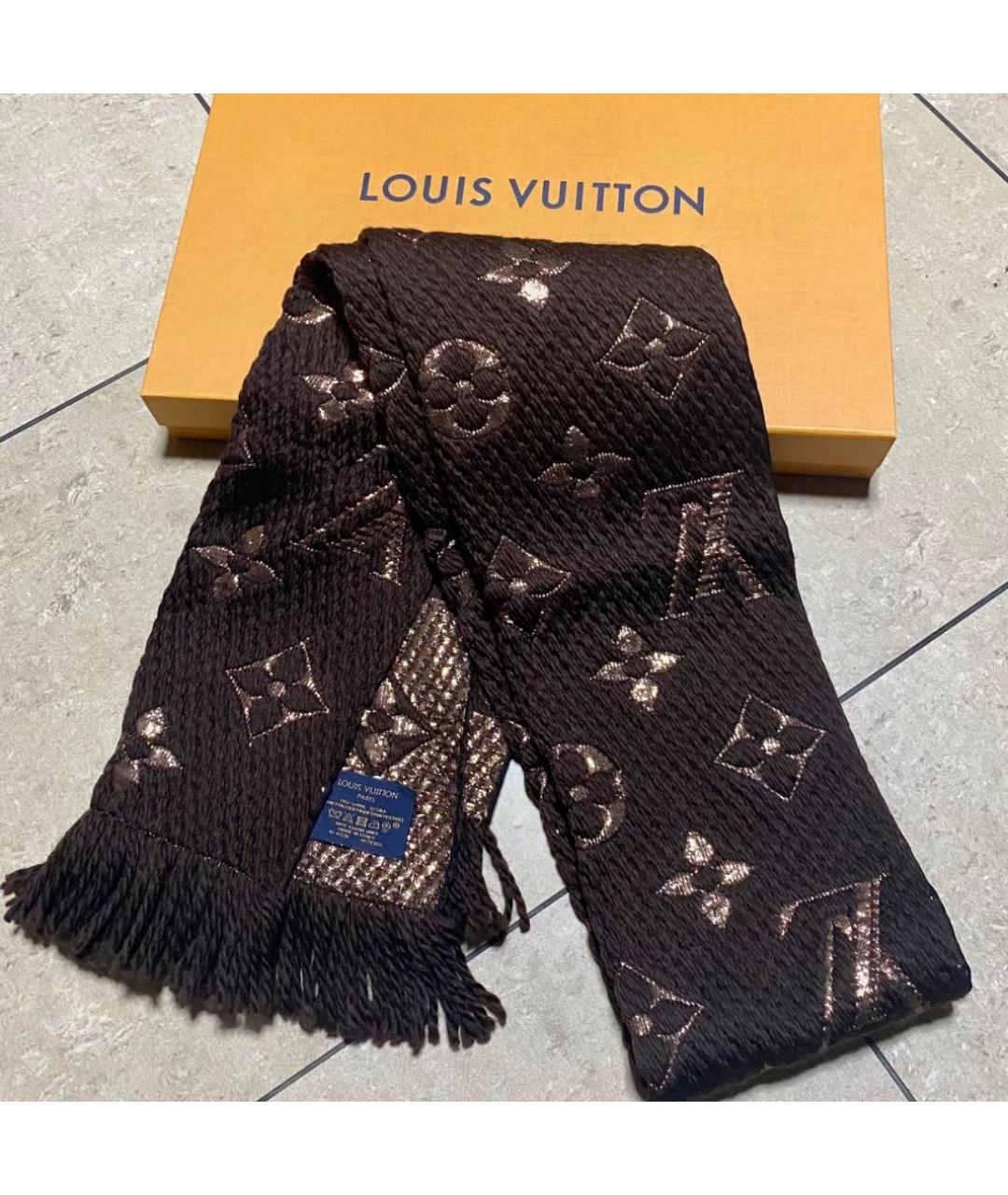 LOUIS VUITTON Коричневый шарф, фото 3