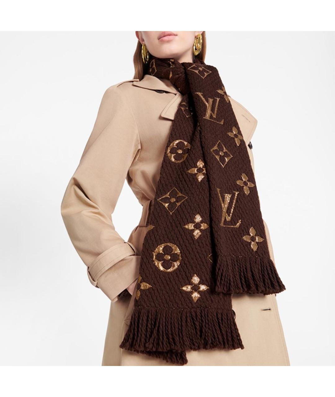 LOUIS VUITTON Коричневый шарф, фото 2