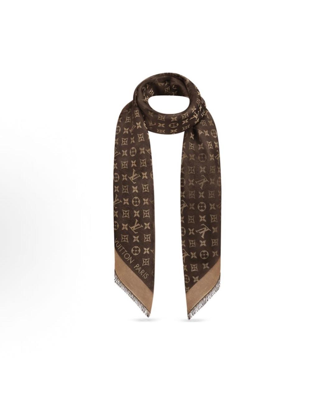 LOUIS VUITTON Коричневый шарф, фото 2