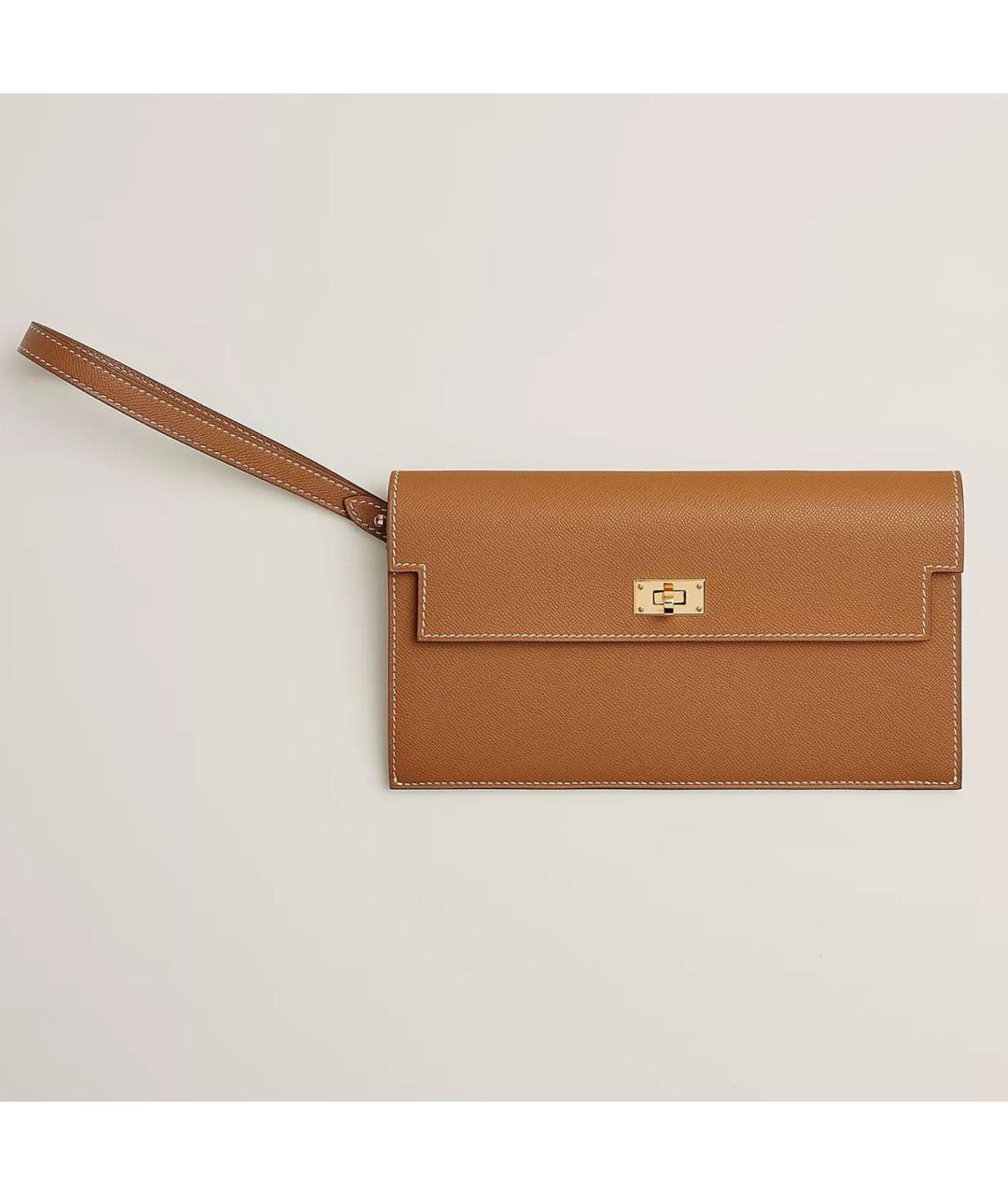 HERMES Коричневая кожаная сумка с короткими ручками, фото 4