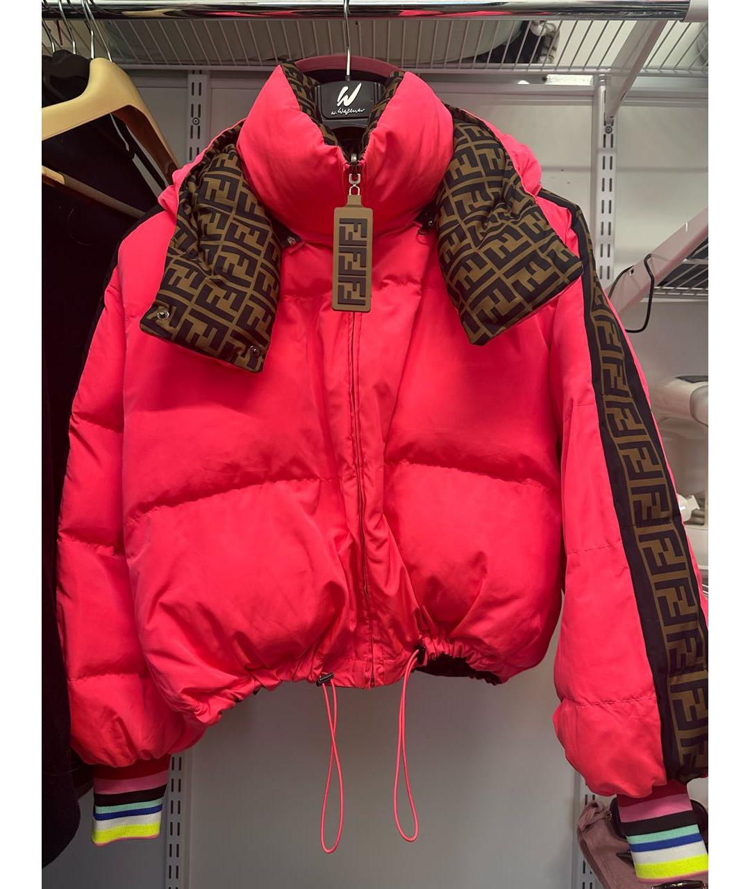 FENDI Коричневый полиэстеровый пуховик, фото 4