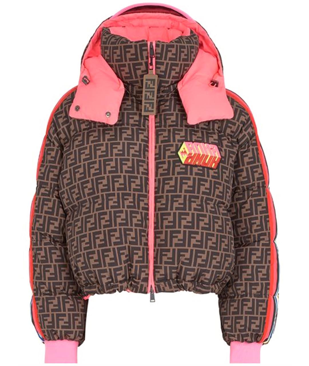 FENDI Коричневый полиэстеровый пуховик, фото 1