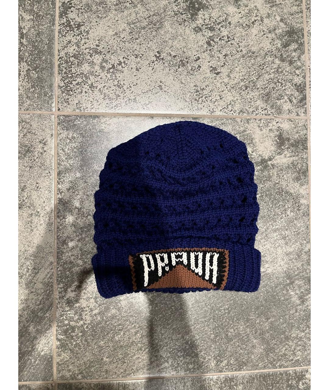 PRADA Темно-синяя шерстяная шапка, фото 5