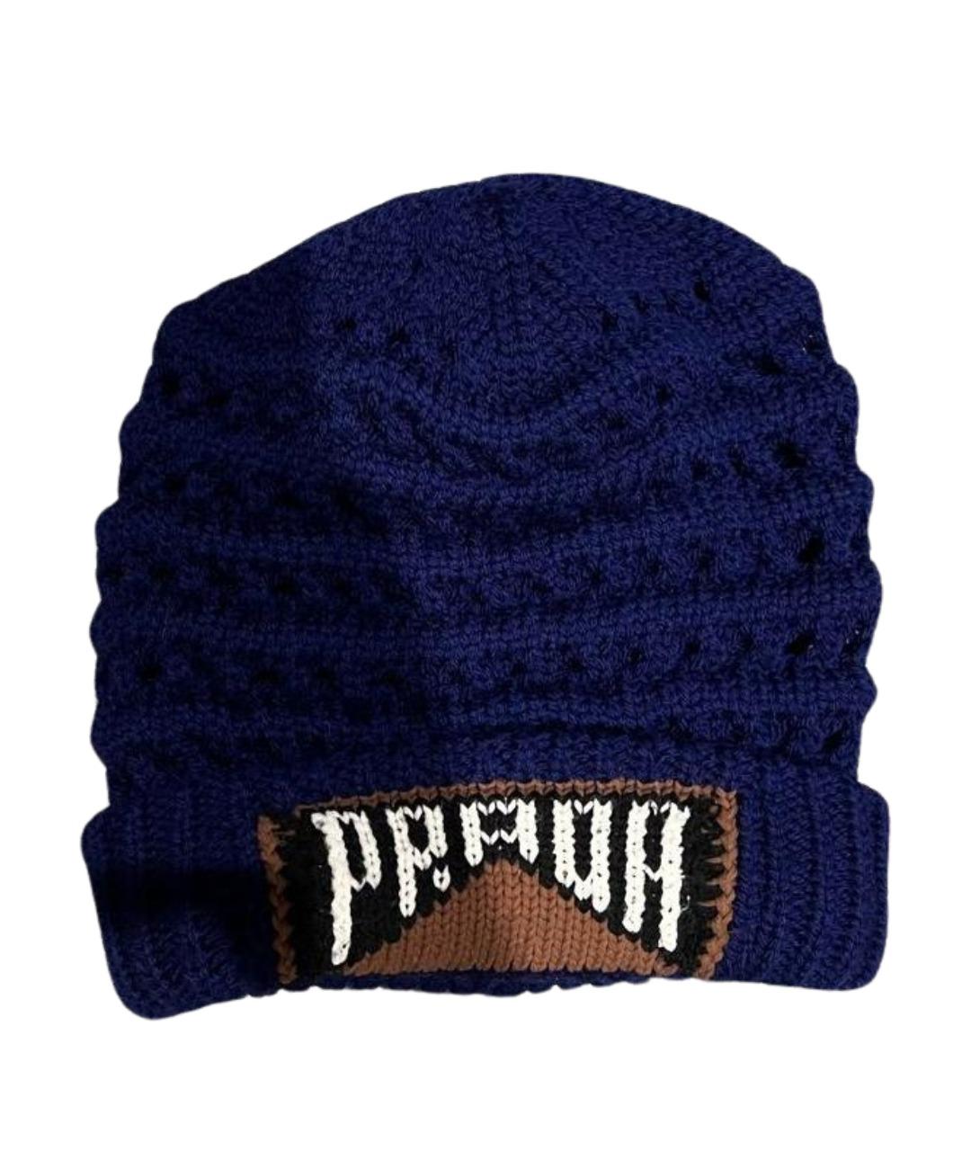 PRADA Темно-синяя шерстяная шапка, фото 1