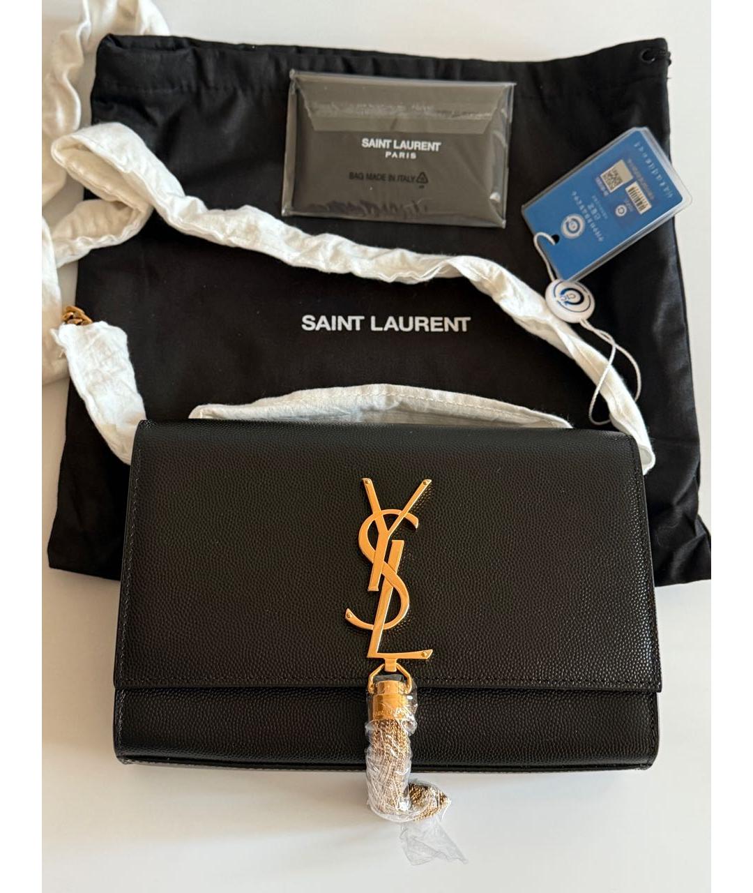 SAINT LAURENT Черная кожаная сумка через плечо, фото 4