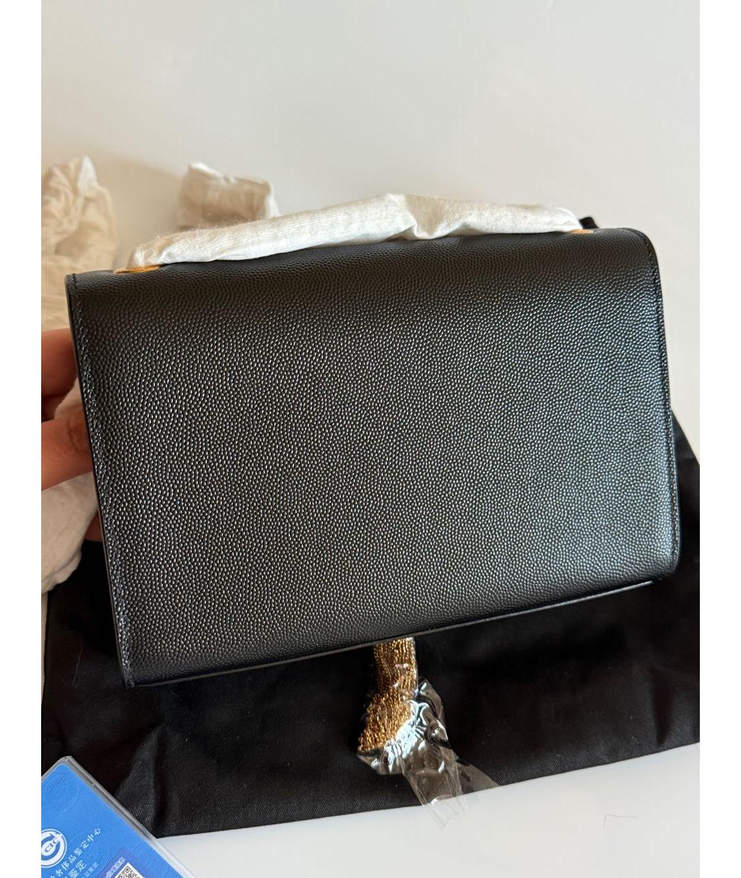 SAINT LAURENT Черная кожаная сумка через плечо, фото 3