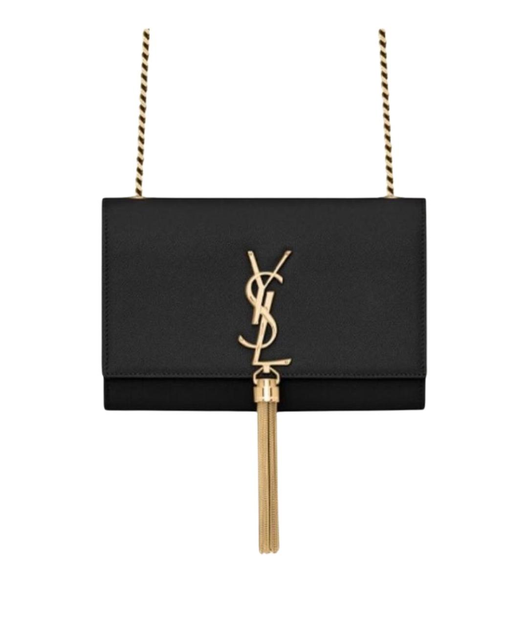 SAINT LAURENT Черная кожаная сумка через плечо, фото 1