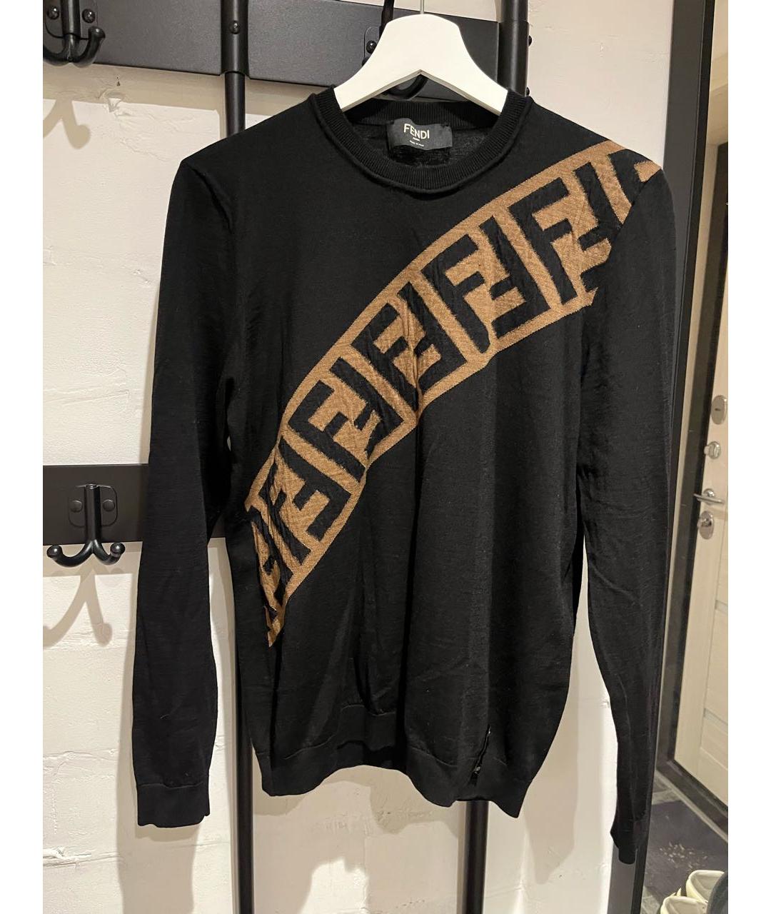 FENDI Черный шерстяной джемпер / свитер, фото 6