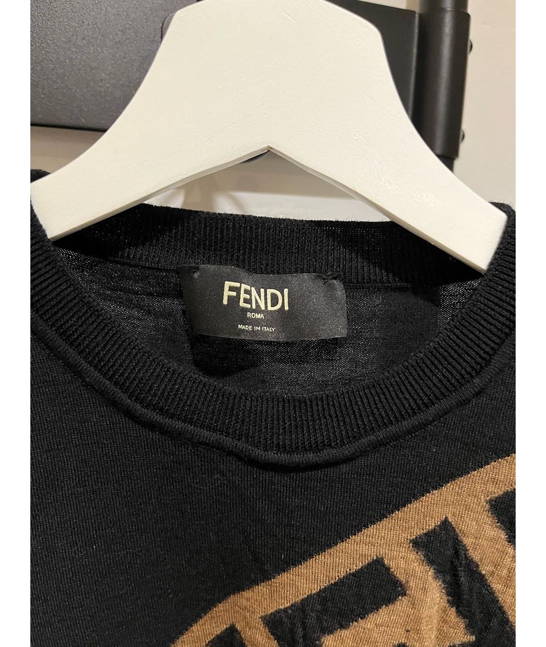 FENDI Черный шерстяной джемпер / свитер, фото 3