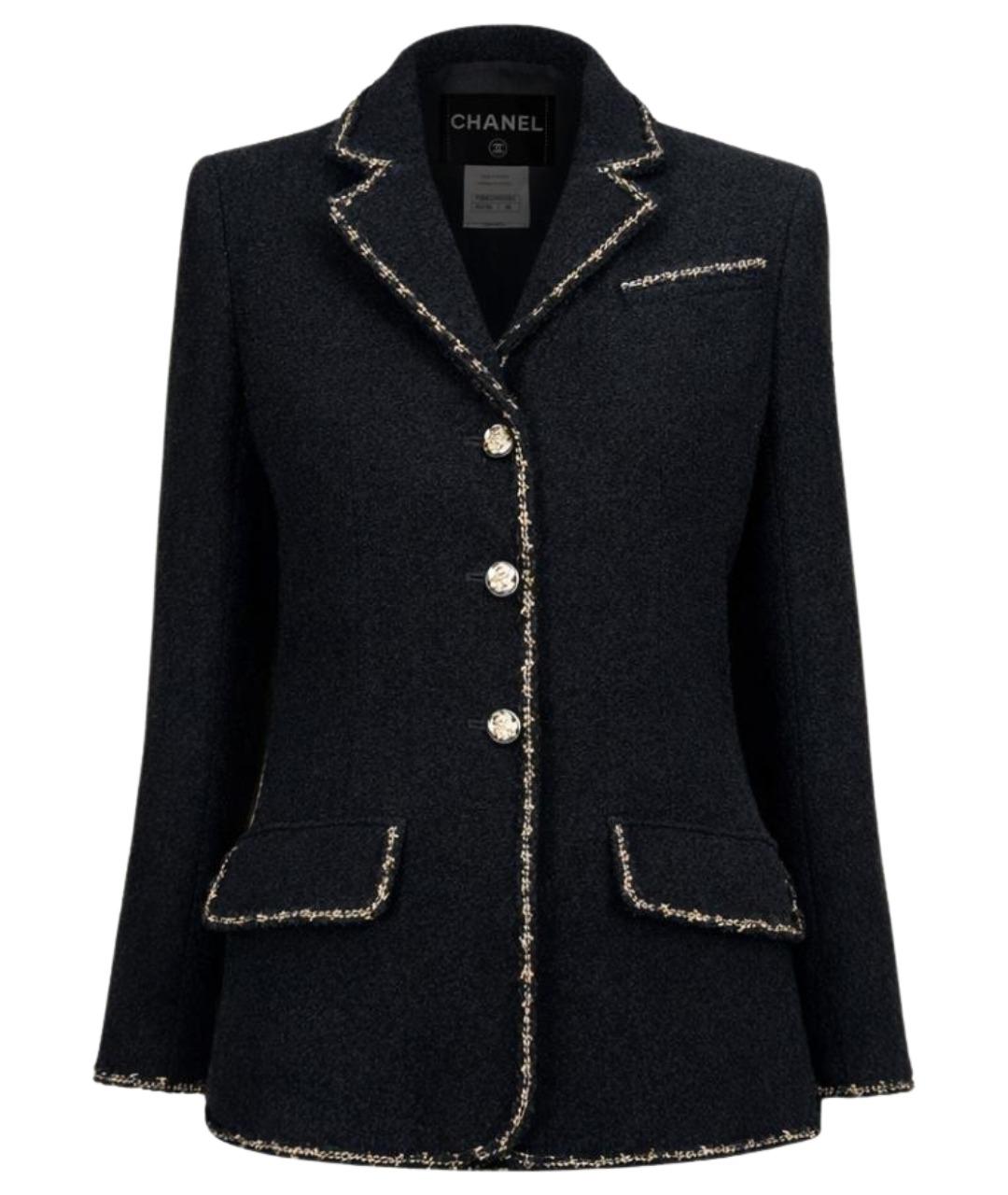 CHANEL Черный твидовый жакет/пиджак, фото 1