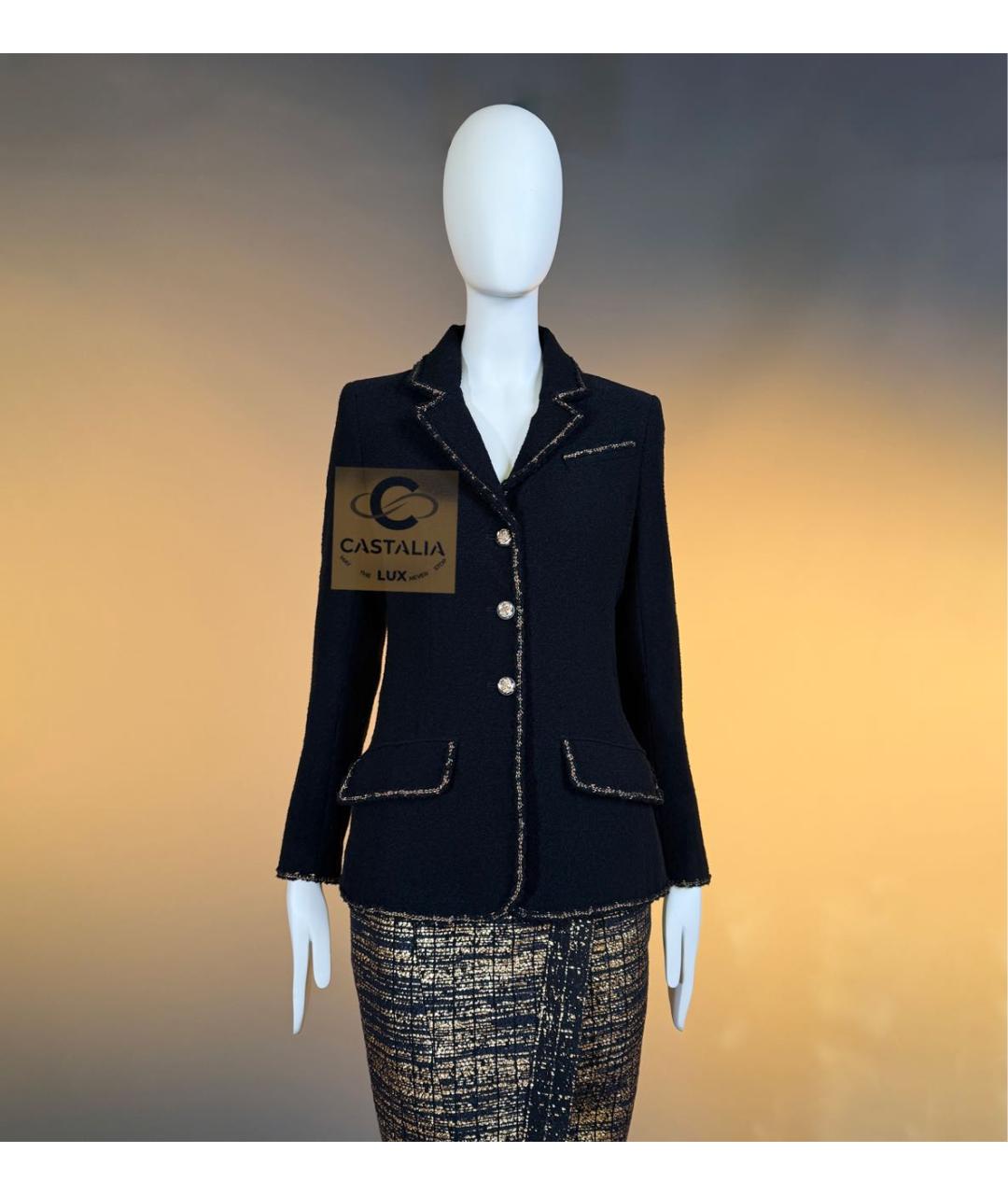 CHANEL Черный твидовый жакет/пиджак, фото 4