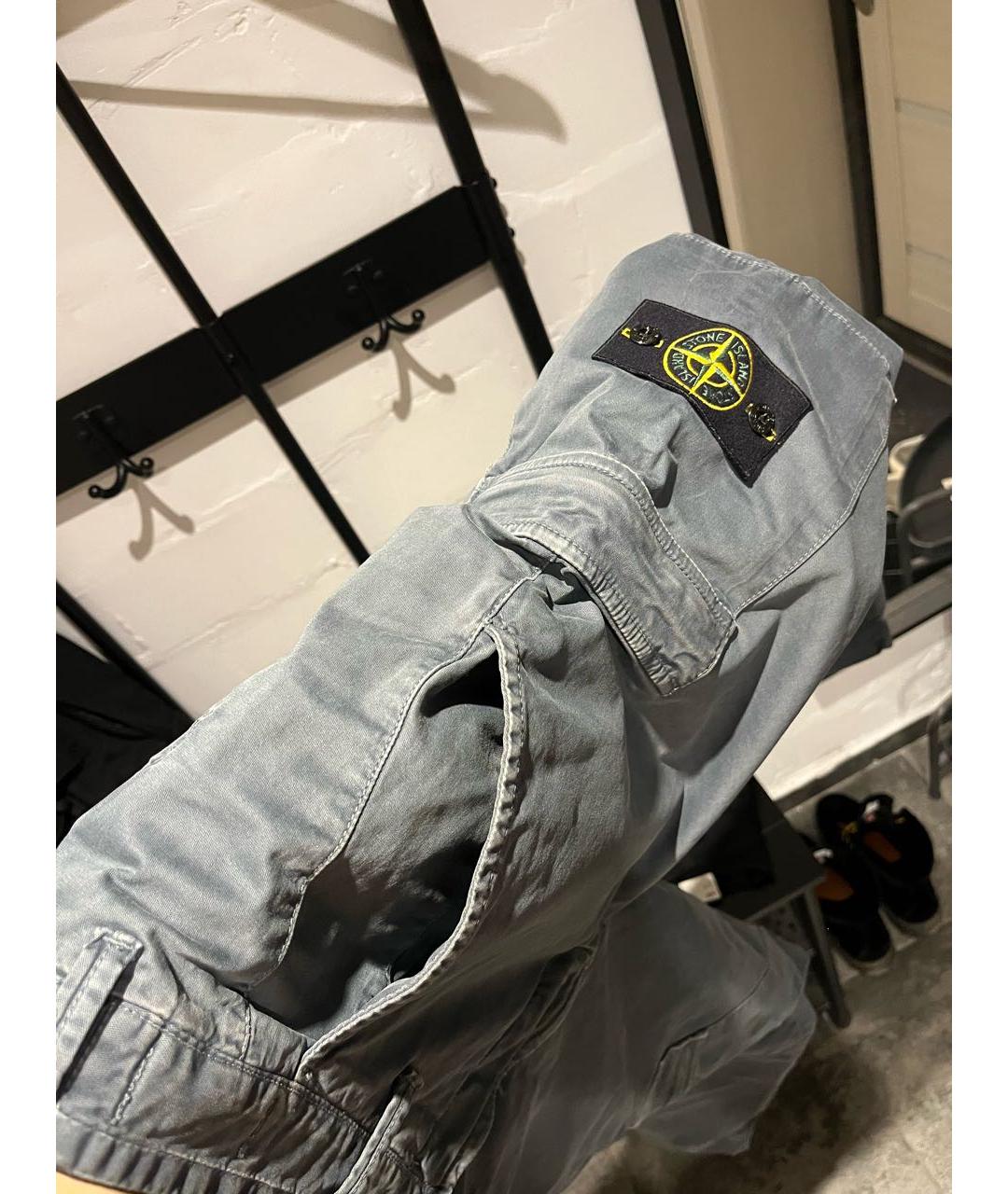 STONE ISLAND Темно-синие хлопковые повседневные брюки, фото 3