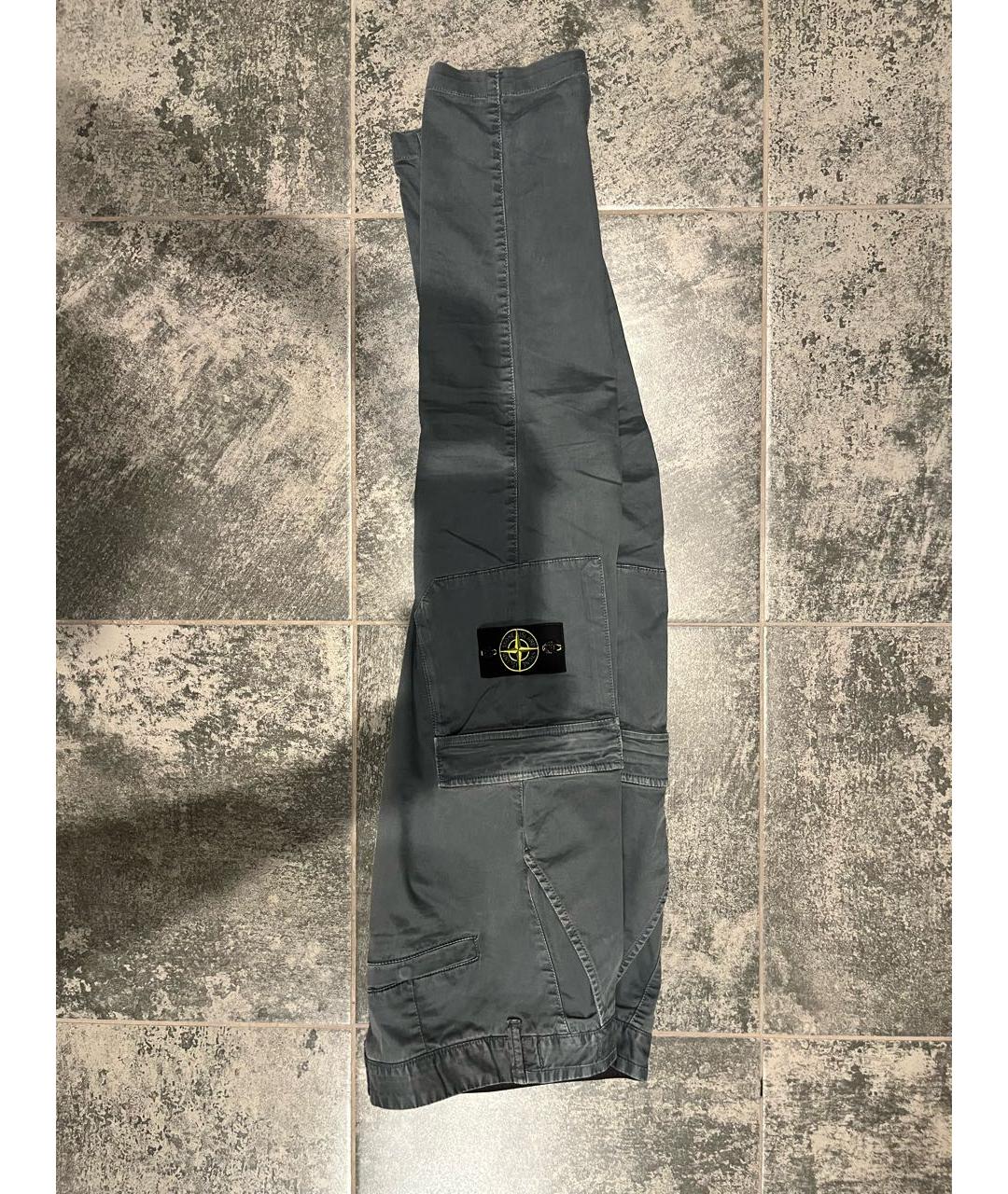 STONE ISLAND Темно-синие хлопковые повседневные брюки, фото 5